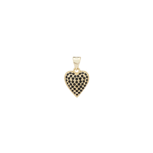 Gold Black Heart Charm